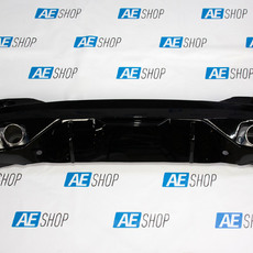 Диффузор BMW 5 G30 в стиле М-Performance черный глянец и насадки М хром 89-мм - AEShop