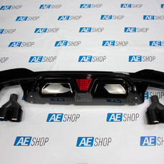 Диффузор BMW 5 G30 в стиле М5 CS черный со стопом и насадки в стиле Akrapovic 89-мм - AEShop
