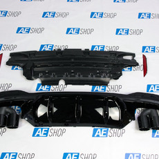Диффузор BMW 5 G30 в стиле M5 черный глянец и насадки М черные - AEShop