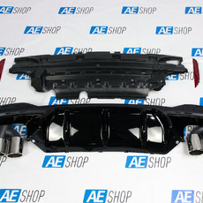 Диффузор BMW 5 G30 в стиле M5 черный глянец и насадки М хромированные - AEShop